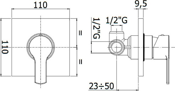 Смеситель для душа, встраиваемый в стену, (цв.белый матовый),  ZZ Cezares Ovest OVEST-DIM-BIO
