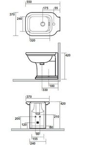 Биде 37х55см, с 1 отв.д/смес., без крепл. к полу арт.7603 хх, (накладка отверстия перелива цв.хром),  ZZ Kerasan Waldorf 4121K1
