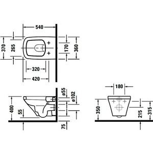 Унитаз подвесной 540х370мм, без сиденья,  ZZ Duravit DuraStyle 253609 00 00