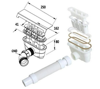 Сифон для душ.поддона из искуств.мрамора, универс., с гидрозатвором, обеспечивающий слив до 25л. воды в минуту, Cezares ZZ Cezares Универсал TRAY-AS-01