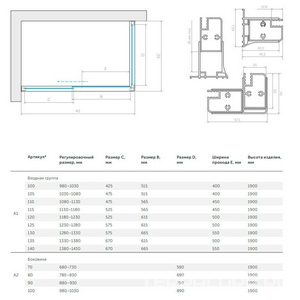 Душевое ограждение , 120x90x1900 мм, профиль бронза, стекло бронза, БЕЗ поддона ZZ Vegas Glass ZP+ZPV ZP+ZPV 120*90 05 05