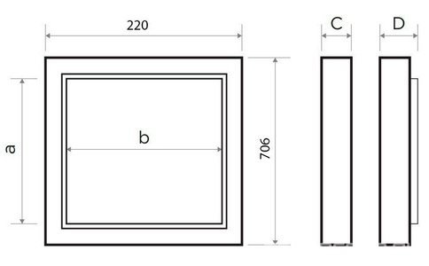 Люк сантехнический ревизионный  70,6(в)*22(ш) см, открывание нажатием, ключ для регулировки в комплекте ZZ Люкер AL-KR ALRK 70,6/22
