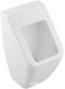 Писсуар 285x545x315мм, с защитой от брызг, скрытый подвод воды,крепёж в комп, БЕЗ отв.д/крепеж.крышки,(цв.S0 glossy black.cer+/чёрн.глян),ZZ Villeroy & Boch Venticello 5504R0S0