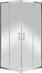 Душевой уголок 1000х1000хh1950мм, квадратный, 2 сдвижные дверцы с 2-мя неподв. сегментами, (стекло прозрачное 6 мм, фурнит. цв.хром), Momento ZZ