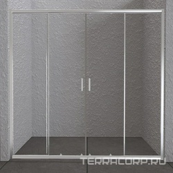 Дверь для душа, в нишу (1500-1800)хh1900мм, раздвижная, 2 двери, 2 неподв.секции, (стекло прозрачн.5мм, фурн.цв.хром), Unique ZZ