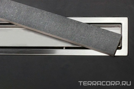 Дренажный канал 300хh71/117мм,готовый компл,сифон d50 выход вбок 48л/мин,ножки, 2х сторон.решётка/полая под плитку (цв.мат.хром), Confluo PL ZZ Pestan Confluo Premium Line 13100001