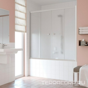 Шторка на ванну  NOVO, 160x140 см, раздвижная, профиль матовый хром, стекло сатин, БЕЗ ПОКРЫТИЯ ZZ Vegas Glass Z2V Z2V NOVO 160 07 10