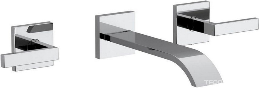 Смеситель для раковины, настенный, на 3 отв., излив 203мм, внутренняя часть в компл., (цв. хром),  ZZ Cisal Wave WA007510