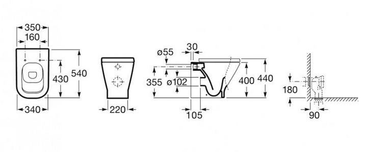 Унитаз приставной GAP, без крышки-сидения, белый ZZ Roca Meridian 347477000