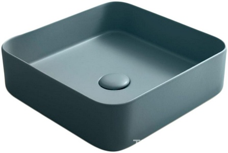 Раковина накладная на стол, квадратная 40х40хh12,5мм, без отв.д/смес, без перелива и пробки слива, (цв.Basalto),  ZZ Ceramica Cielo Shui Comfort SHCOLAQ40 (BA) Le Terre di Cielo
