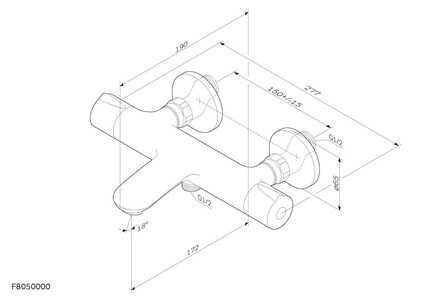 Смеситель для ванны/душа  с термостатом, с установочным комплектом, БЕЗ аксессуаров, хром AMPM Like F8050000