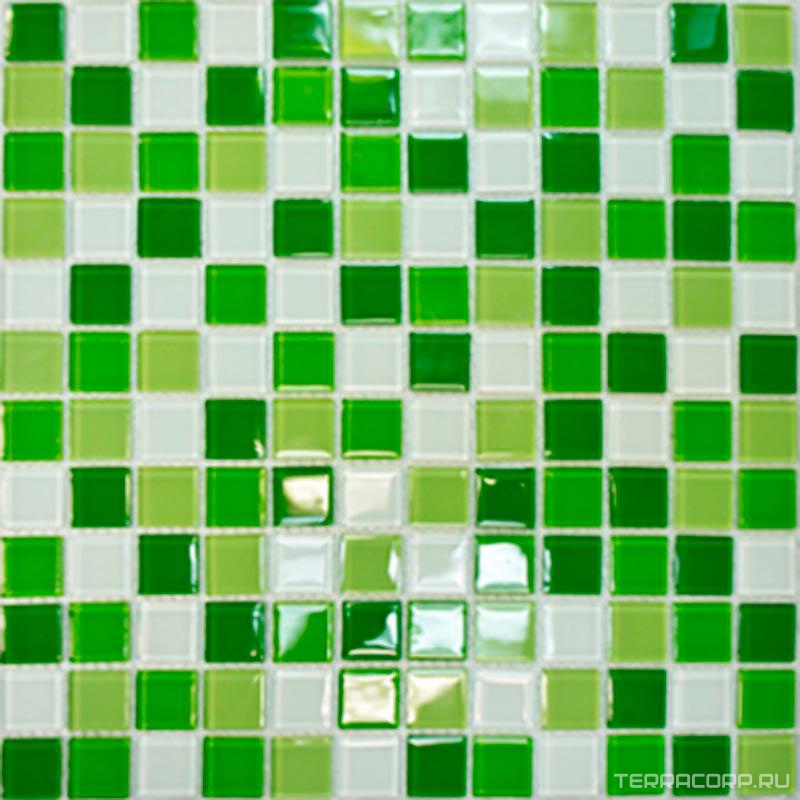 Мозаика Мастера Керамики Glass Мозаика CB606 бело-зеленый микс (чип 2.5x2.5) ZZ30x30 Комбинированный, фото 3