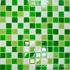 Мозаика Мастера Керамики Glass Мозаика CB606 бело-зеленый микс (чип 2.5x2.5) ZZ30x30 Комбинированный 
