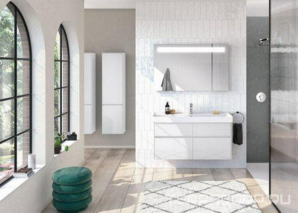 Шкаф-пенал 404хh1538х349мм, подвесной, 2-х дверный, петли слева, крепёж в комп., (цв. DH белый глянец),  ZZ Villeroy & Boch Collaro C03300DH