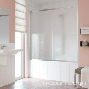 Шторка на ванну , 180x140 см, раздвижная, профиль хром глянцевый, стекло шиншилла ZZ Vegas Glass ZV ZV 0180 08 02