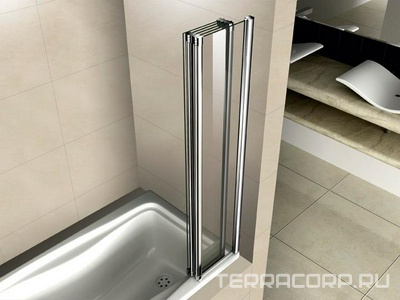 Штора на ванну, 5-ти секционная, складная, 1200хh1400мм, "Правая"/"Левая", (профиль цв.хром, стекло 5мм прозрачное),  ZZ Cezares Pratico PRATICO-V-5-120/140-C-Cr