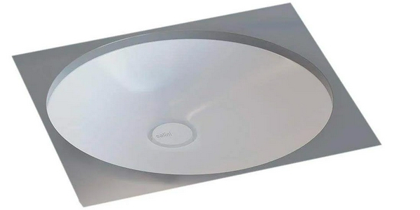 Раковина встраив.в столешн.снизу,круглая 420х420хh128мм,без отв.д/смес,без перелива,без донного клапана,литой камень S-Stone мат,цв.белый,  08 ZZ Salini Marea 1802208M