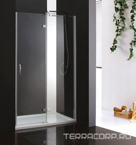 Дверь в нишу 1000(980-1008)хh1950мм, вход 550мм, с неподв.сегментом, "Правая" петли справа, (стекло прозр. 6мм, фурн/хром),  ZZ Cezares Bergamo BERGAMO-B-12-100-C-Cr-R