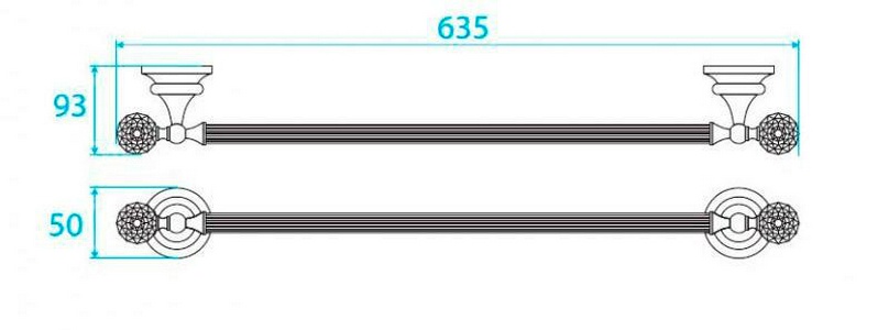 Полотенцедержатель 60см, (цв.бронза, Swarovski),  ZZ Cezares Olimp OLIMP-TH06-02-Sw