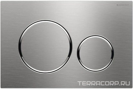 Клавиша двойного смыва, (нержавеющая сталь, кольца кнопок цв.хром),  ZZ Geberit Sigma 20 115.882.SN.1