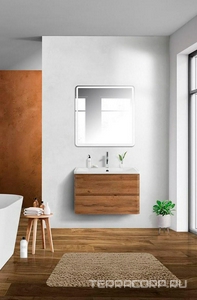 База под раковину подвесная с двумя выкатными ящиками, 800х455хh570мм, без раковины, (цв.Rovere Rustico),  ZZ BelBagno Albano ALBANO-800-2C-SO-RR