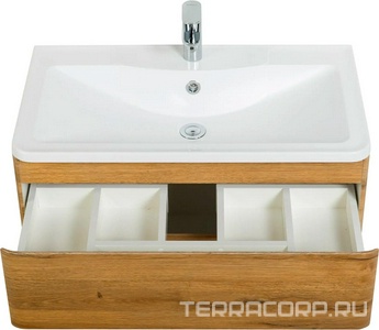 База под раковину подвесная с двумя выкатными ящиками, 800х455хh570мм, без раковины, (цв.Rovere Rustico),  ZZ BelBagno Albano ALBANO-800-2C-SO-RR