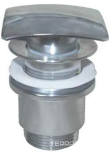 Пробка для сливного отверстия раковины, нажимная, "Click-Clack", G 1 1/4, (крышка цв. хром квадратная), WINKIEL/RAWIPLAST ZZ Winkel Rawiplast A129