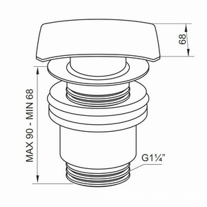 Пробка для сливного отверстия раковины, нажимная, "Click-Clack", G 1 1/4, (крышка цв. хром квадратная), WINKIEL/RAWIPLAST ZZ Winkel Rawiplast A129