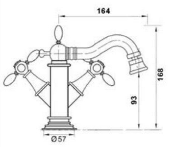 Смеситель для биде, с д/к, (цв. хром),  ZZ Gaia Chopin RN 644 CR