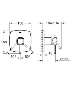 Смеситель для душа  БЕЗ ВНУТРЕННЕЙ части, цв. хром, ZZ Grohe Grandera 24067000