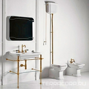 Структура металлическая, для установки под раковину 80см. арт.4141 хх, стекл. полка, крепёж в компл., (цв.золото),  ZZ Kerasan Waldorf 9197K2