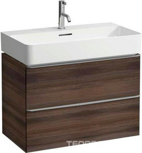 Тумба подвесная 735х408мм, 2 выдвижных ящика, сифон в компл., (корпус/ фасад темный вяз, ручки коричневый аллюминий),  ZZ Laufen Space 4.1018.2.160.103.1