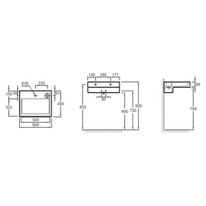 Раковина для мебели TERRACE, 60х49 см с 1 отв. для смесителя, белая ZZ Jacob Delafon Terrace EXE112-00