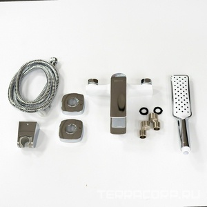 Смеситель для ванны/душа , с установочным комплектом, аксессуарами (шланг, лейка), белый/ хром Lemark Allegro LM5914CW