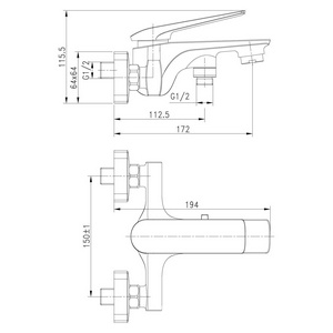 Смеситель для ванны/душа , с установочным комплектом, аксессуарами (шланг, лейка), белый/ хром Lemark Allegro LM5914CW