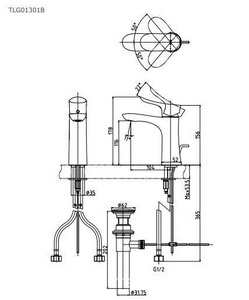 Смеситель для раковины, с д/к, (цв.хром),  ZZ Toto NC TLG01301R