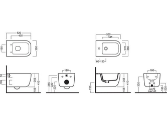 Биде подвесное, 34,5х52см, с 1 отв.д/смесит., крепёж в компл.,  ZZ Hatria Bianca Y1X501