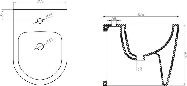 Биде напольное 540x330x400мм, (крепеж к пол в компл.),  ZZ BelBagno Marino BB105B