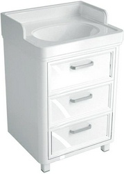 Тумба напольная "Pompei" 60см, 3 ящика, БЕЗ раковины, цв.белый глянец XX