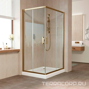 Душевое ограждение  110x110x190 см, двери раздвижные, БЕЗ поддона, профиль бронза, стекло прозрачное ZZ Vegas Glass ZA ZA TUR NOVO h1900 110 05 01