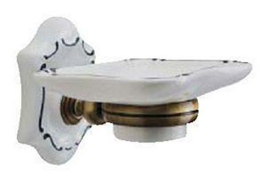 Мыльница настенная, (цв. бронза, керамика белая с синим декором), Londra Z XXZ