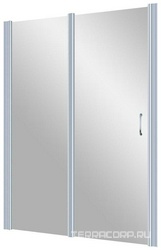 Дверь в нишу EP-F-1, 140*190 см, левая, распашная с неподвижным элементом, профиль хром матовый, стекло прозрачное ZZ