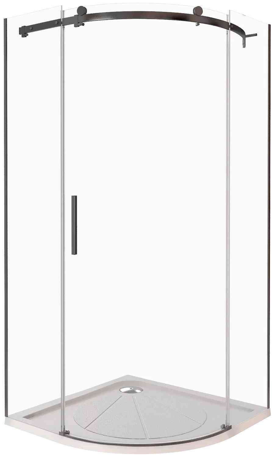 Душевое ограждение Good Door (BAS) GALAXY R-90-C-B, 90х90х195 см, одностворчатое, четверть круга, стекло прозрач. профиль черный ZZ