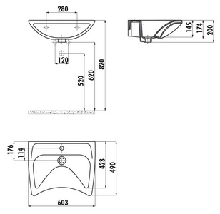 Раковина для инвалидов 603*490мм, белая  ZZ Creavit Универсал BD060-00CB00E-0000