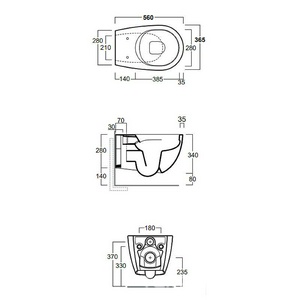 Унитаз подвесной безободковый Rimless, 56х36,5cм, (без сиденья), БЕЗ крепежа, (цв.черный матовый),  ZZ Simas Vignoni VI18nero matt