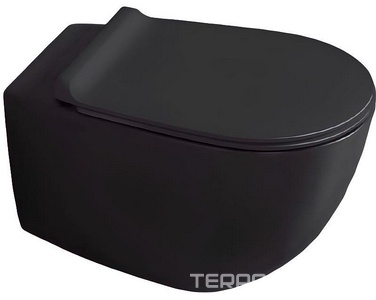 Унитаз подвесной безободковый Rimless, 56х36,5cм, (без сиденья), БЕЗ крепежа, (цв.черный матовый),  ZZ Simas Vignoni VI18nero matt