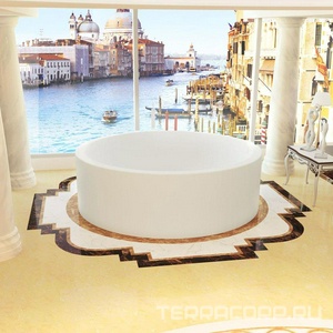 Ванна 2000хh710мм, круглая,отдельност, литой камень S-Sense, поверхн. матовая, регулир.опоры, нажим.слив цв.хром в компл.,  ZZ Salini Isola 101111M / хром