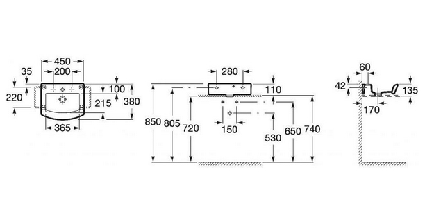 Раковина Roca  накладная в компл, 450х330 ZZ Roca Hall 327624