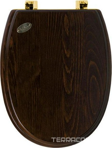 Сиденье для унитаза, с микролифтом, (дерево орех, крепления цв. золото),  ZZ Simas Arcade AR 009 oro