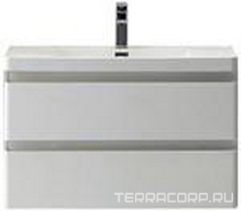 База под раковину 900х480хh500мм, подвесная с двумя выкатными ящиками, с доводчиками (цв. Bianco Lucido),  ZZ BelBagno Energia-N ENERGIA-N-900-2C-SO-BL